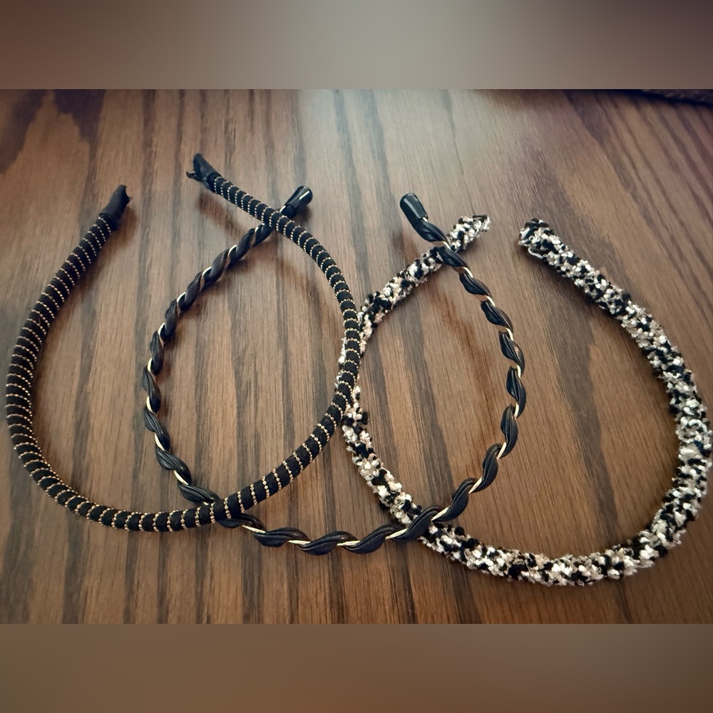 Set of Three Black and Gold Headbands